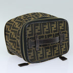 FENDI Zucca Canvas Vanity Pouch Brown Black gold86934