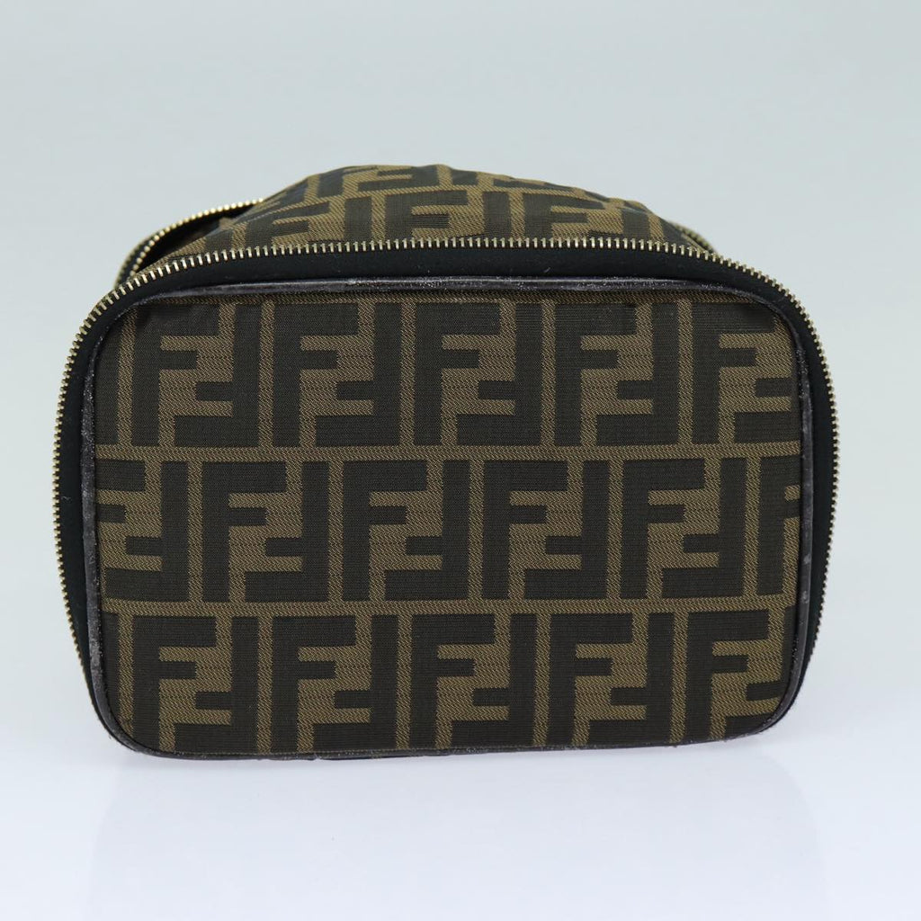 FENDI Zucca Canvas Vanity Pouch Brown Black gold86934
