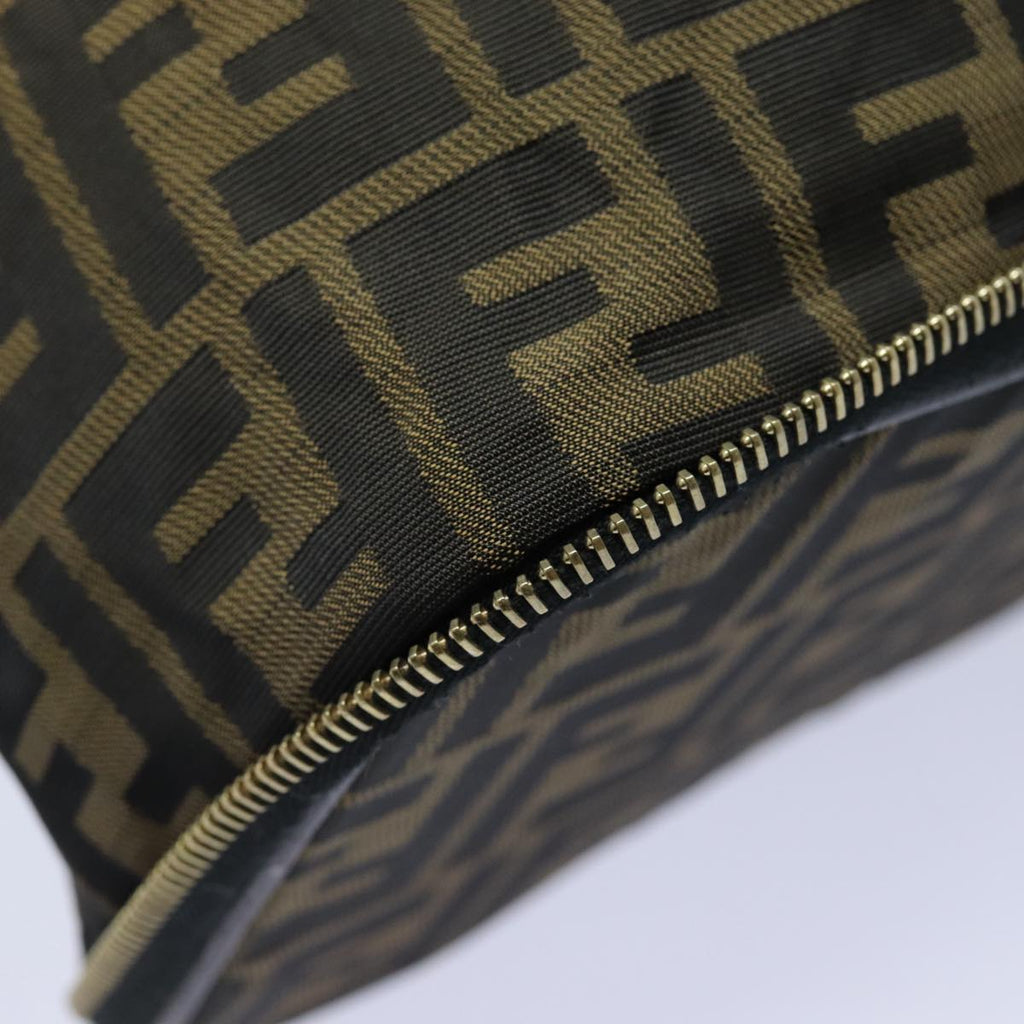 FENDI Zucca Canvas Vanity Pouch Brown Black gold86934