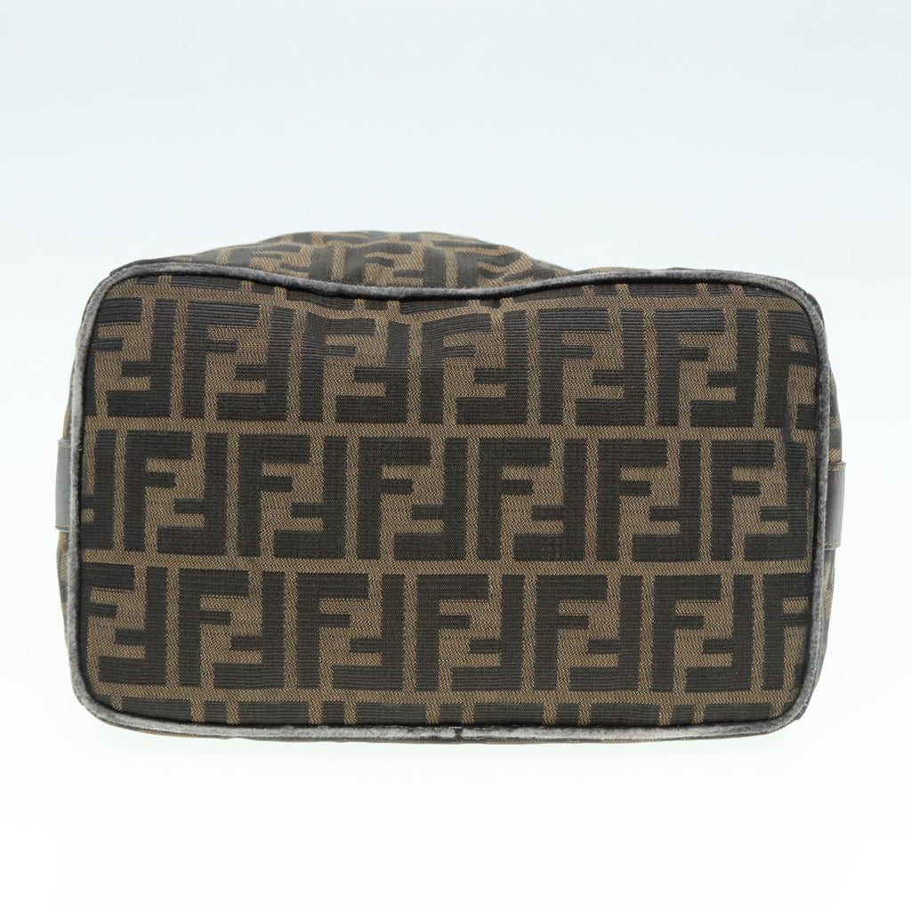 FENDI Zucca Canvas Vanity Pouch Brown Black gold86935
