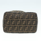 FENDI Zucca Canvas Vanity Pouch Brown Black gold86935