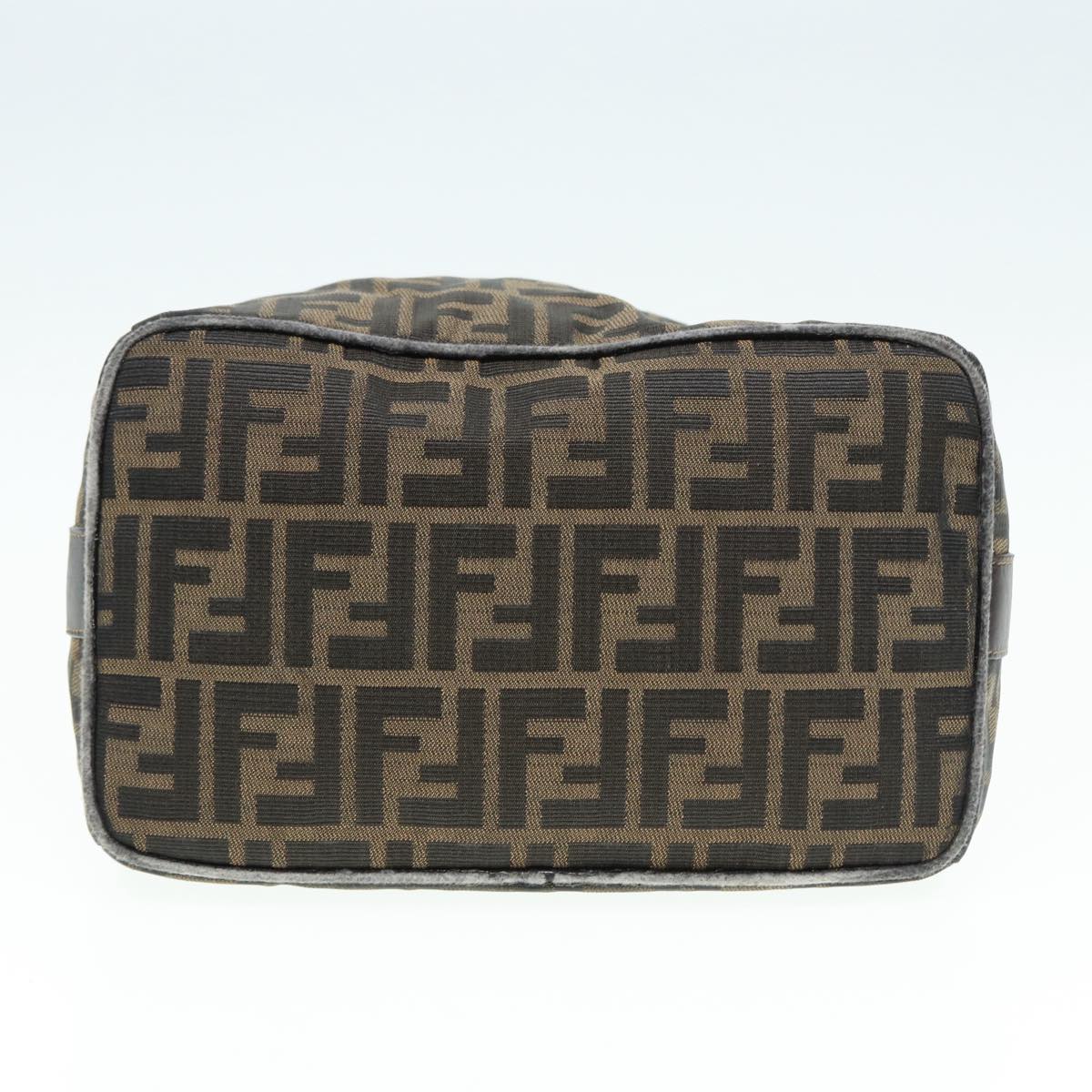 FENDI Zucca Canvas Vanity Pouch Brown Black gold86935