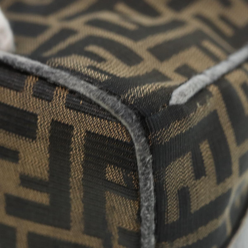 FENDI Zucca Canvas Vanity Pouch Brown Black gold86935
