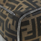 FENDI Zucca Canvas Vanity Pouch Brown Black gold86935