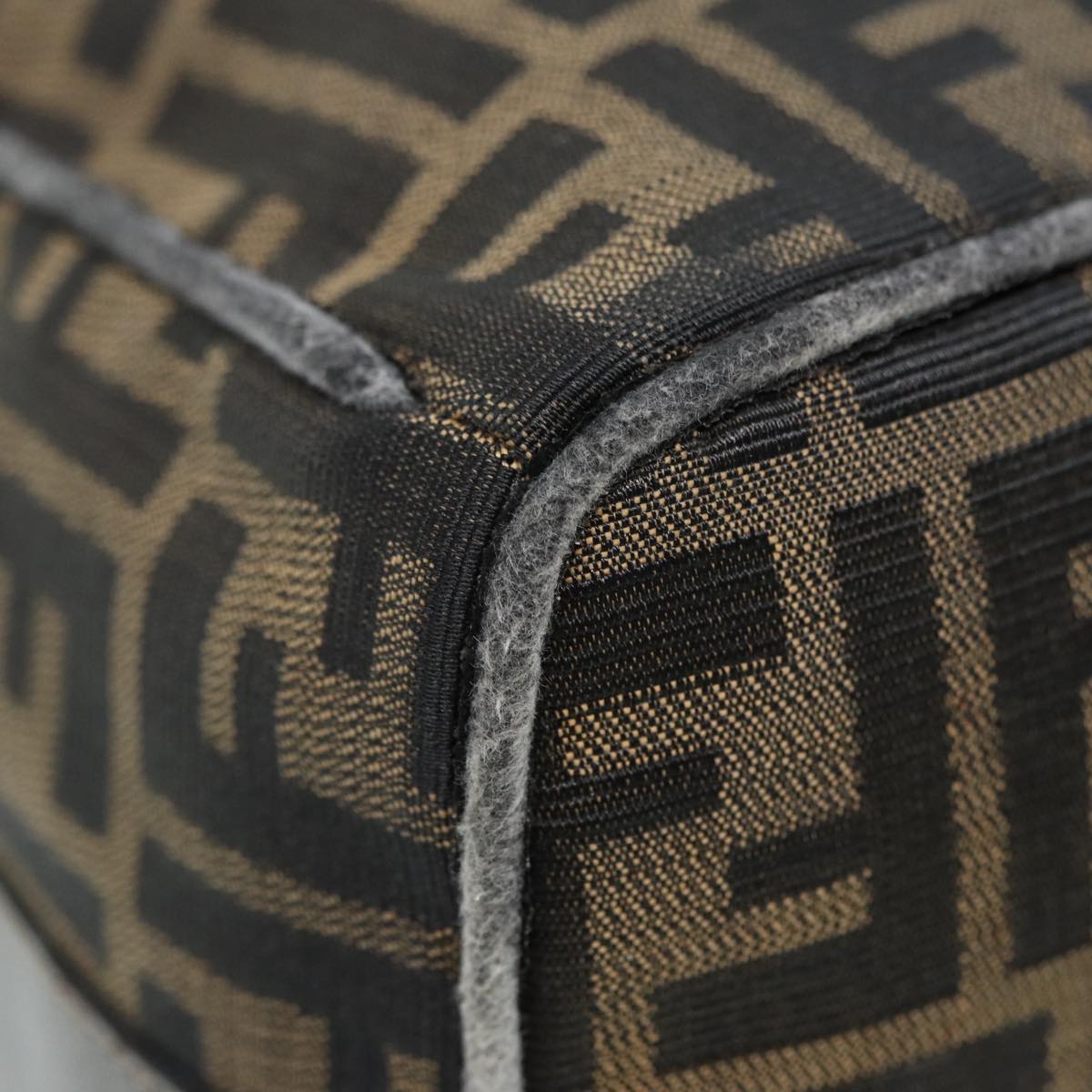 FENDI Zucca Canvas Vanity Pouch Brown Black gold86935