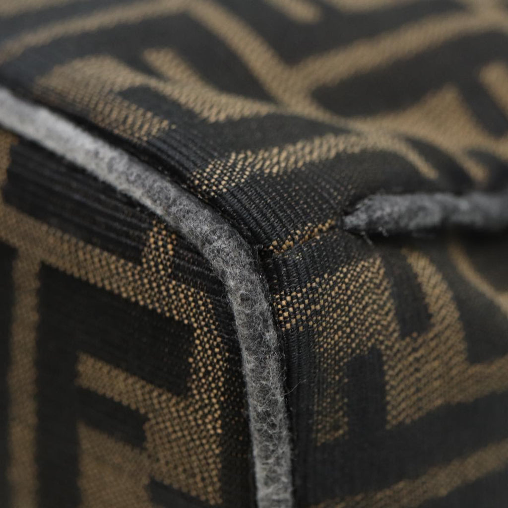FENDI Zucca Canvas Vanity Pouch Brown Black gold86935