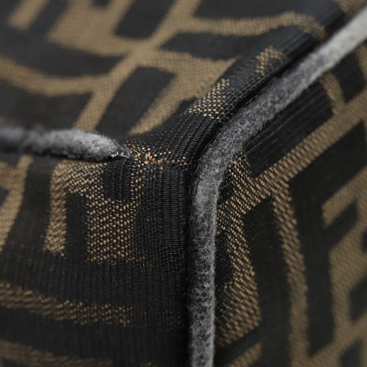 FENDI Zucca Canvas Vanity Pouch Brown Black gold86935