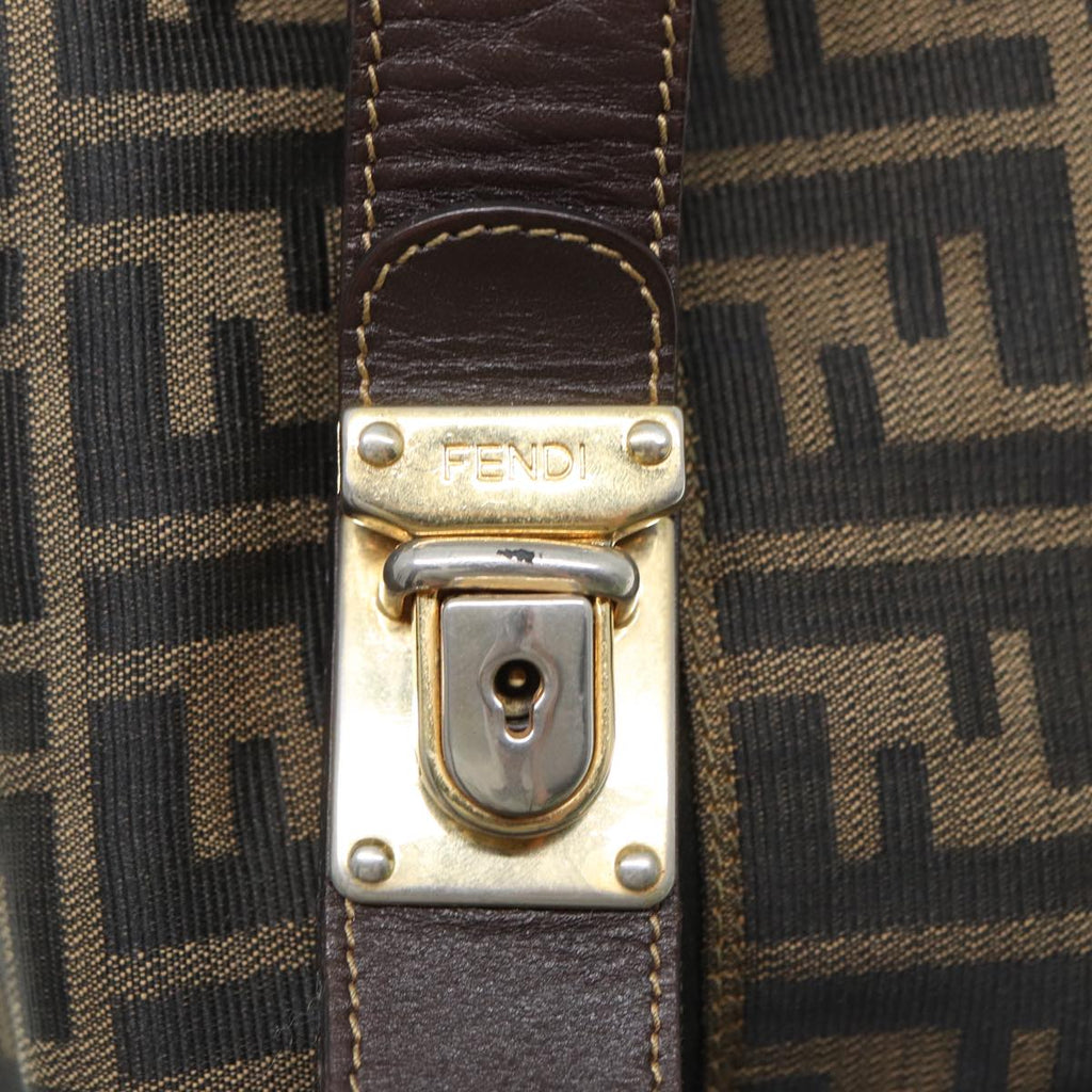 FENDI Zucca Canvas Vanity Pouch Brown Black gold86935