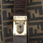 FENDI Zucca Canvas Vanity Pouch Brown Black gold86935