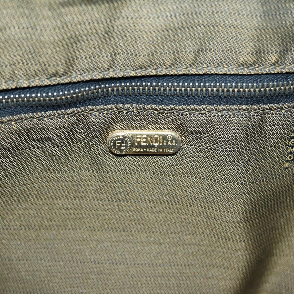 FENDI Zucca Canvas Vanity Pouch Brown Black gold86935
