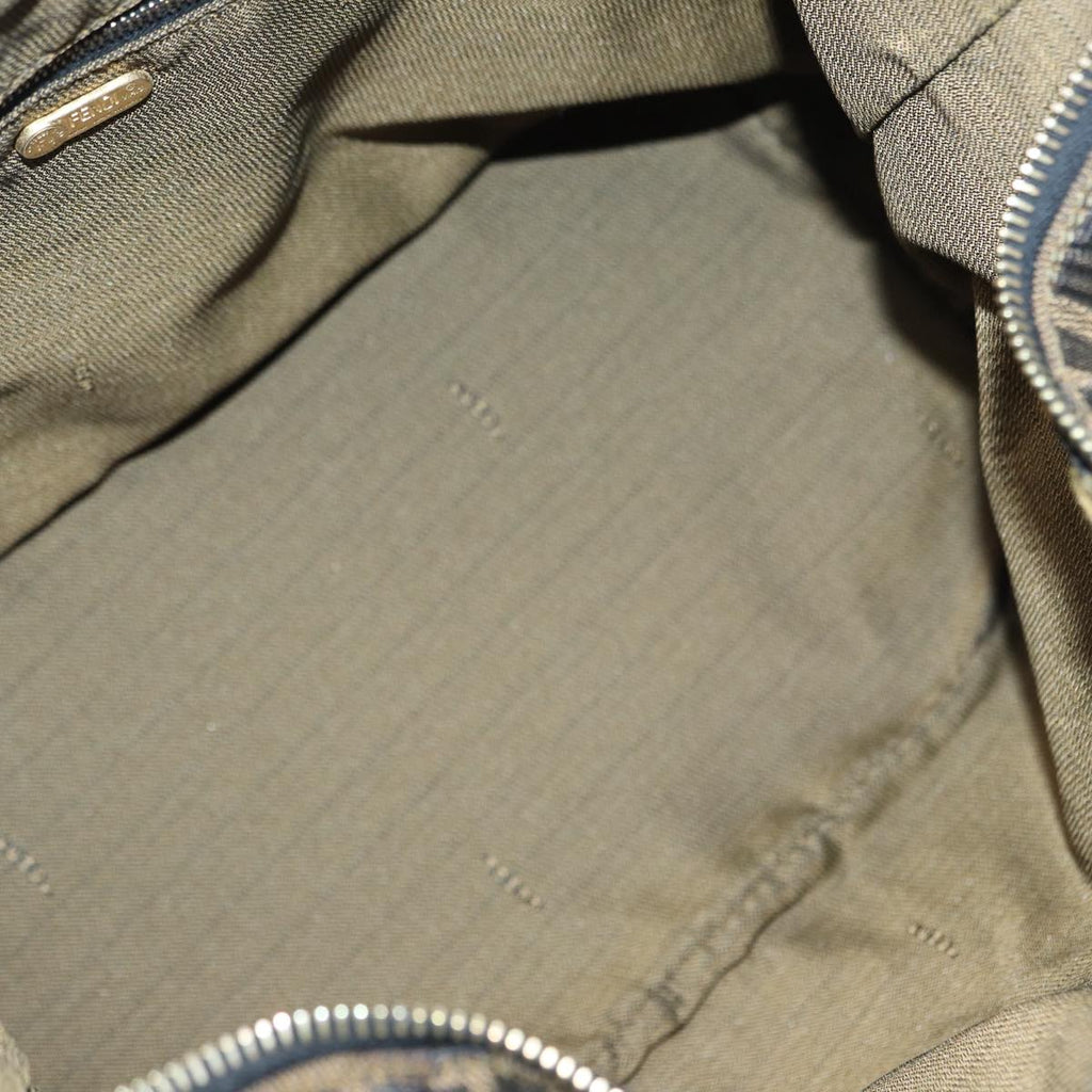 FENDI Zucca Canvas Vanity Pouch Brown Black gold86935