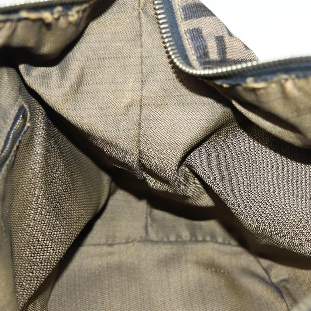 FENDI Zucca Canvas Vanity Pouch Brown Black gold86935