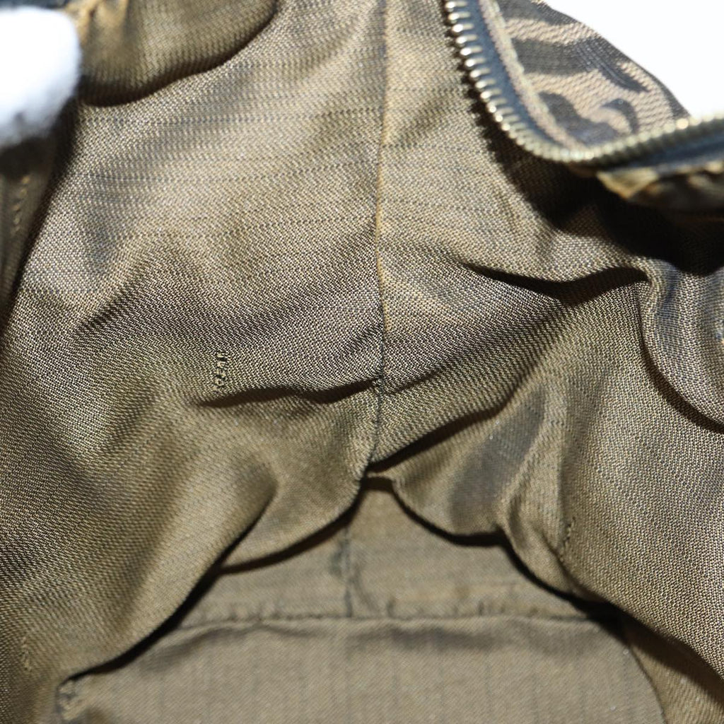 FENDI Zucca Canvas Vanity Pouch Brown Black gold86935