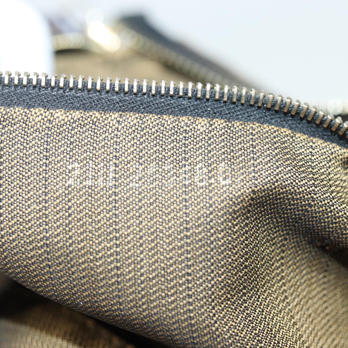 FENDI Zucca Canvas Vanity Pouch Brown Black gold86935