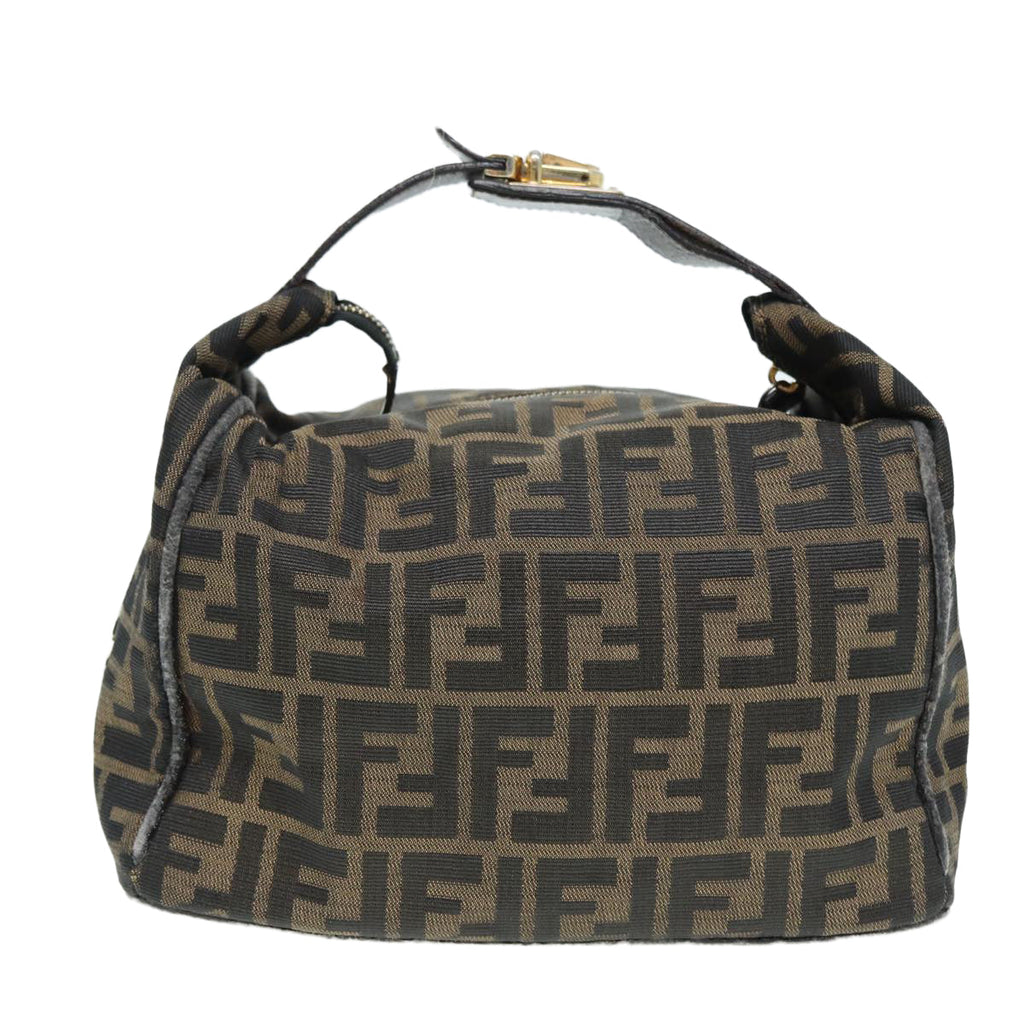 FENDI Zucca Canvas Vanity Pouch Brown Black gold86935