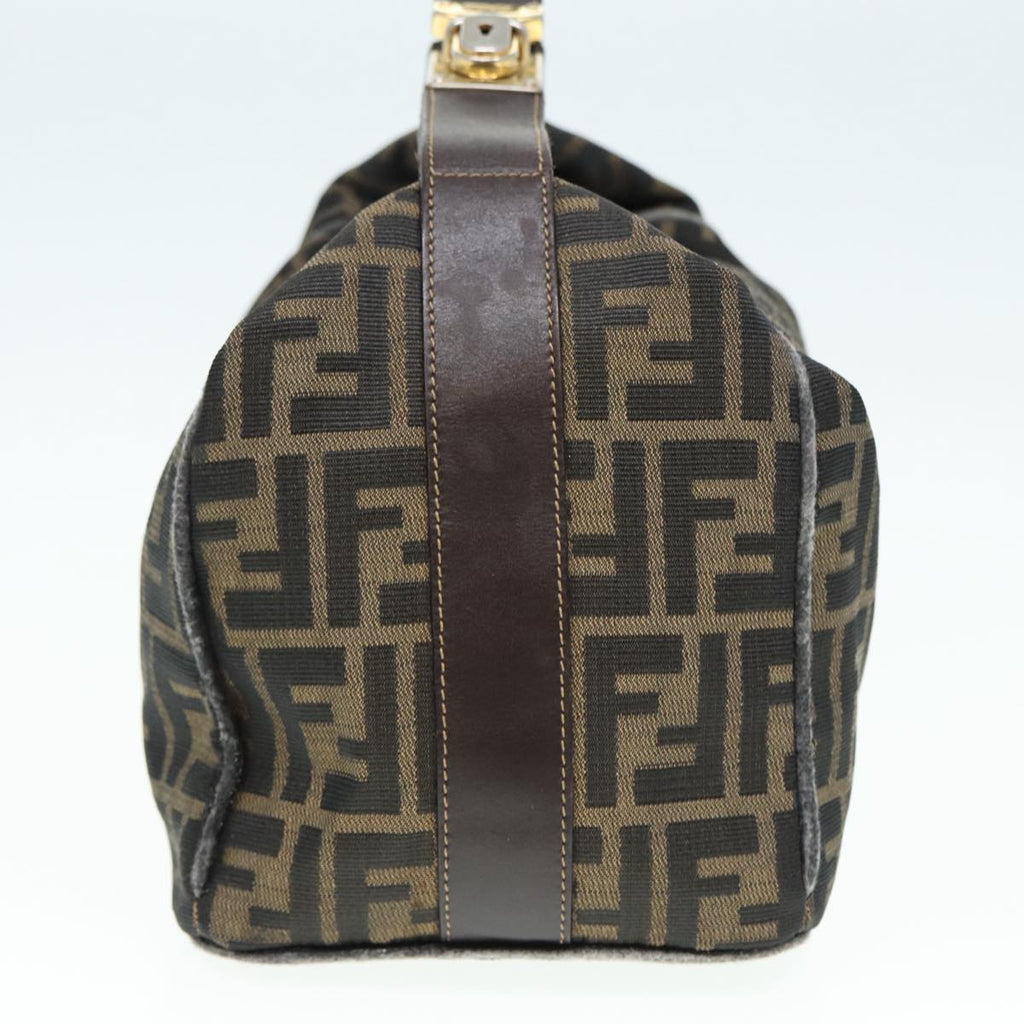 FENDI Zucca Canvas Vanity Pouch Brown Black gold86935