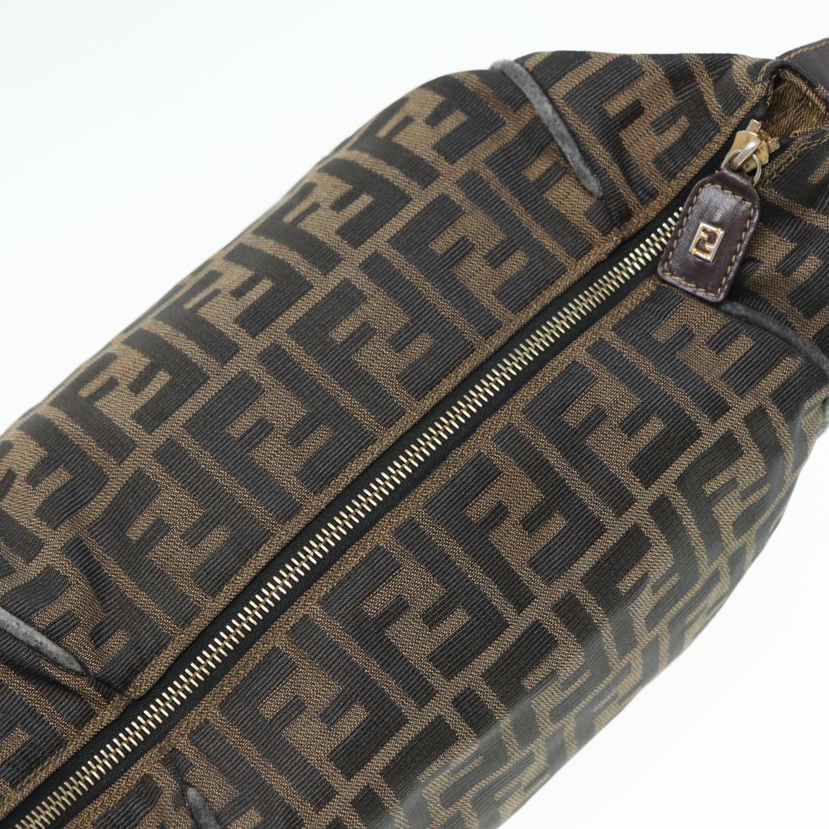 FENDI Zucca Canvas Vanity Pouch Brown Black gold86935