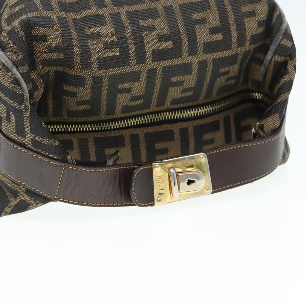 FENDI Zucca Canvas Vanity Pouch Brown Black gold86935