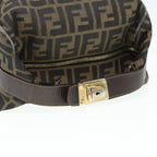 FENDI Zucca Canvas Vanity Pouch Brown Black gold86935