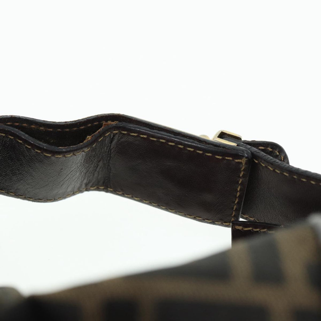 FENDI Zucca Canvas Vanity Pouch Brown Black gold86935