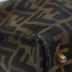 FENDI Zucca Canvas Hand Bag Brown Black gold86939