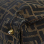 FENDI Zucca Canvas Hand Bag Brown Black gold86939