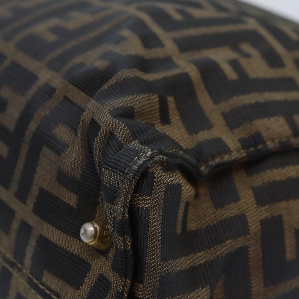 FENDI Zucca Canvas Hand Bag Brown Black gold86939