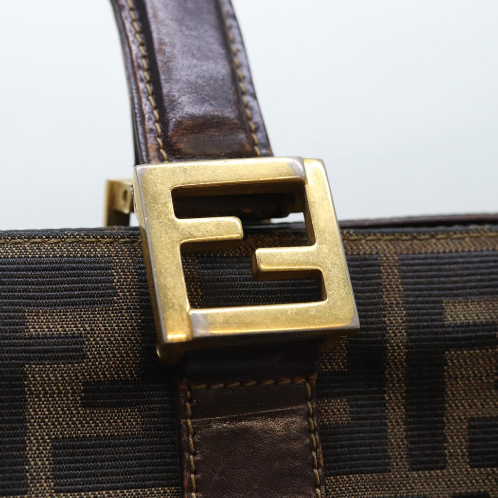 FENDI Zucca Canvas Hand Bag Brown Black gold86939