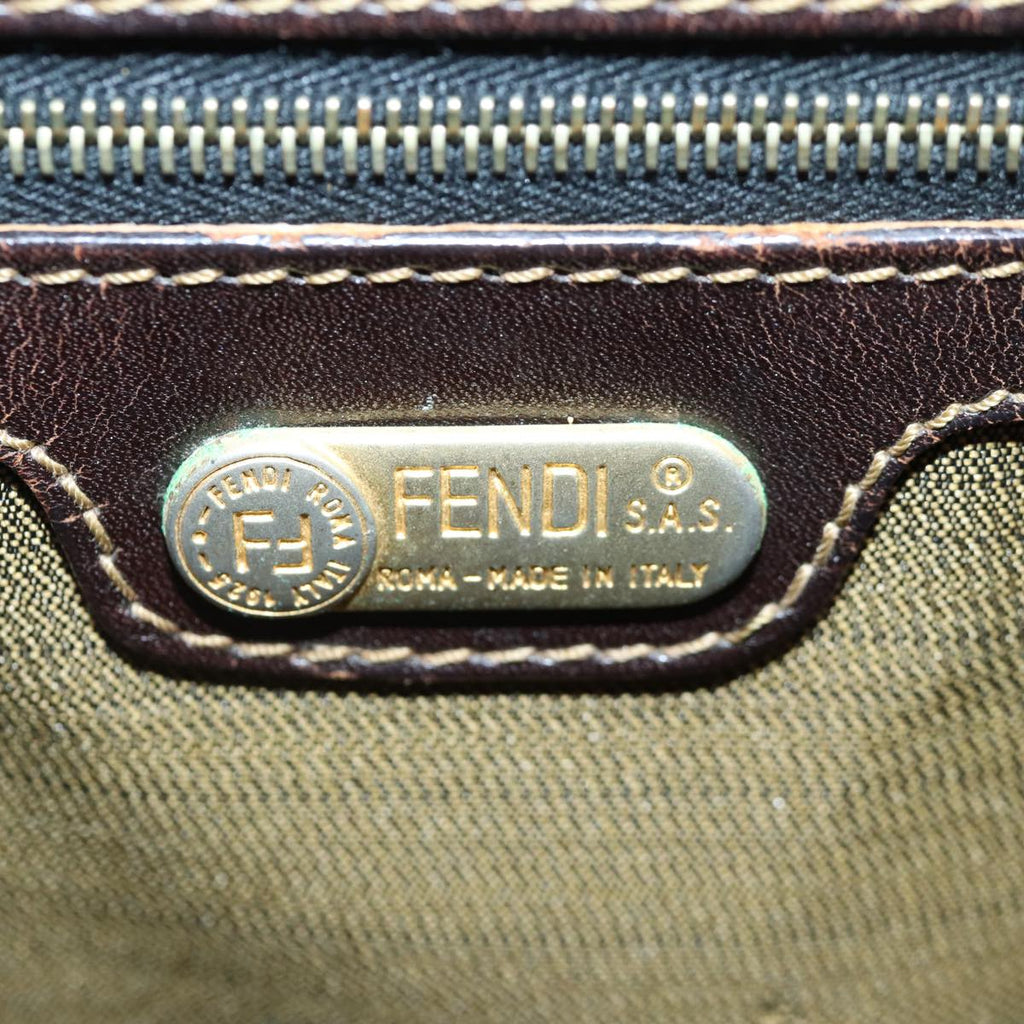 FENDI Zucca Canvas Hand Bag Brown Black gold86939