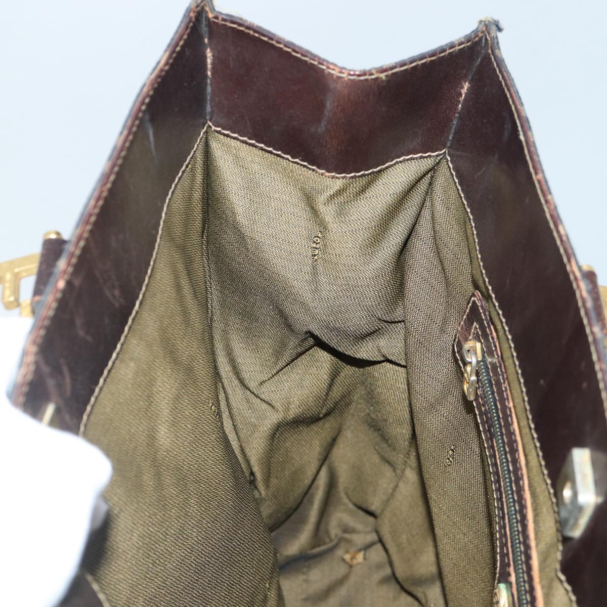 FENDI Zucca Canvas Hand Bag Brown Black gold86939