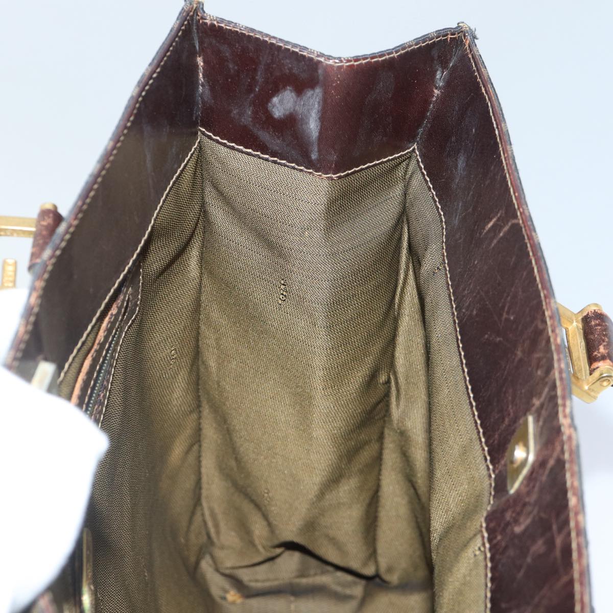 FENDI Zucca Canvas Hand Bag Brown Black gold86939