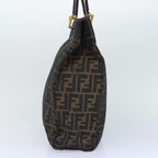 FENDI Zucca Canvas Hand Bag Brown Black gold86939