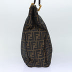 FENDI Zucca Canvas Hand Bag Brown Black gold86939