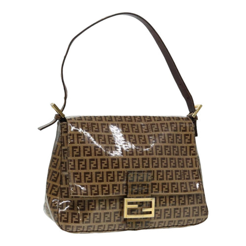 FENDI Zucchino Canvas Mamma Baguette Shoulder Bag Gold Beige86941
