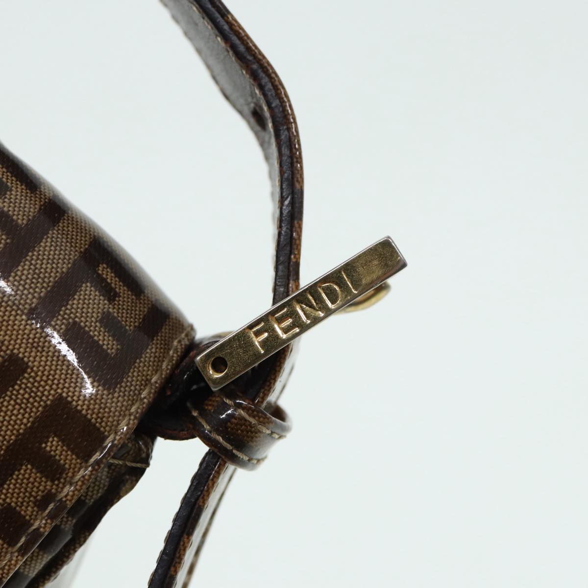FENDI Zucchino Canvas Mamma Baguette Shoulder Bag Gold Beige86941