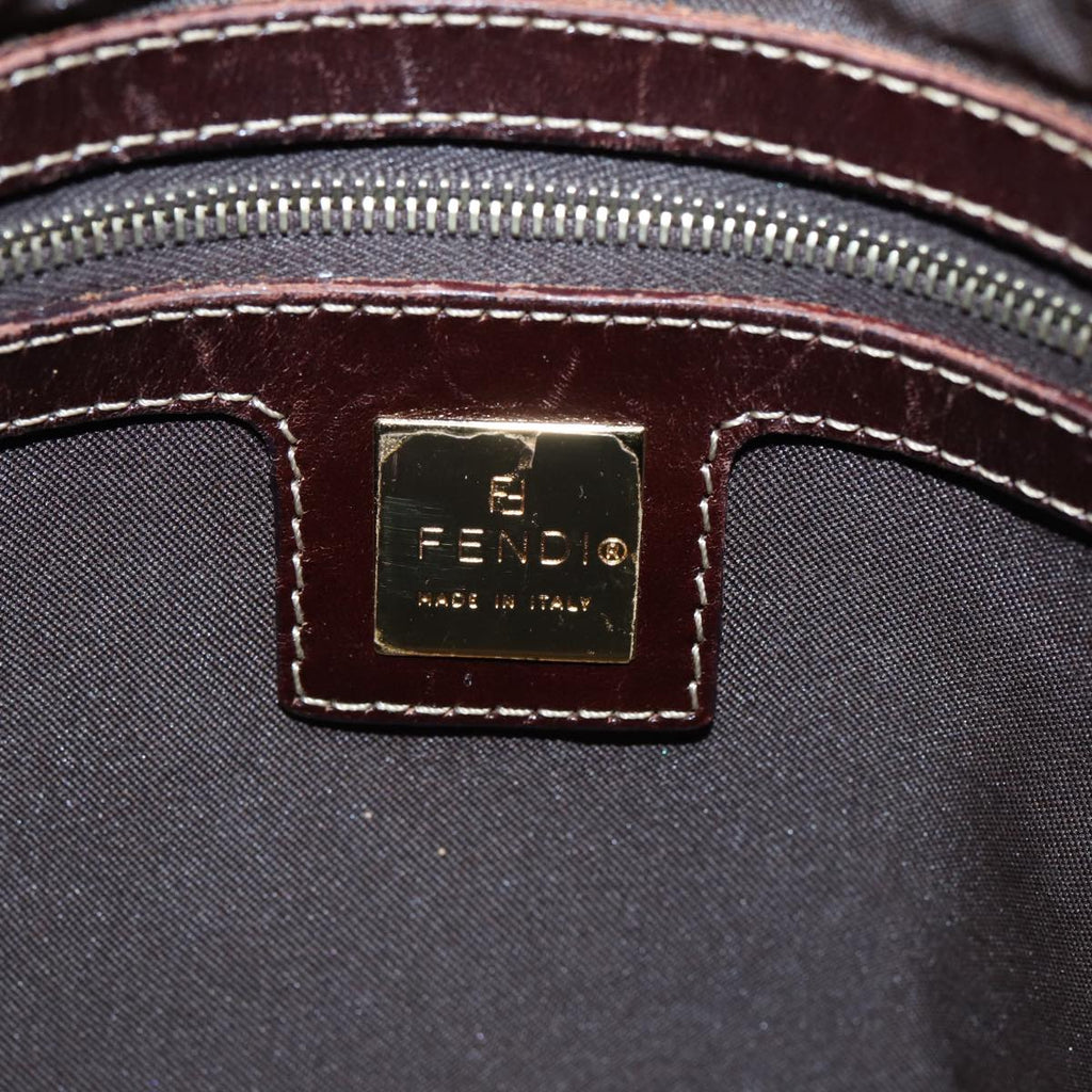 FENDI Zucchino Canvas Mamma Baguette Shoulder Bag Gold Beige86941