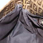 FENDI Zucchino Canvas Mamma Baguette Shoulder Bag Gold Beige86941