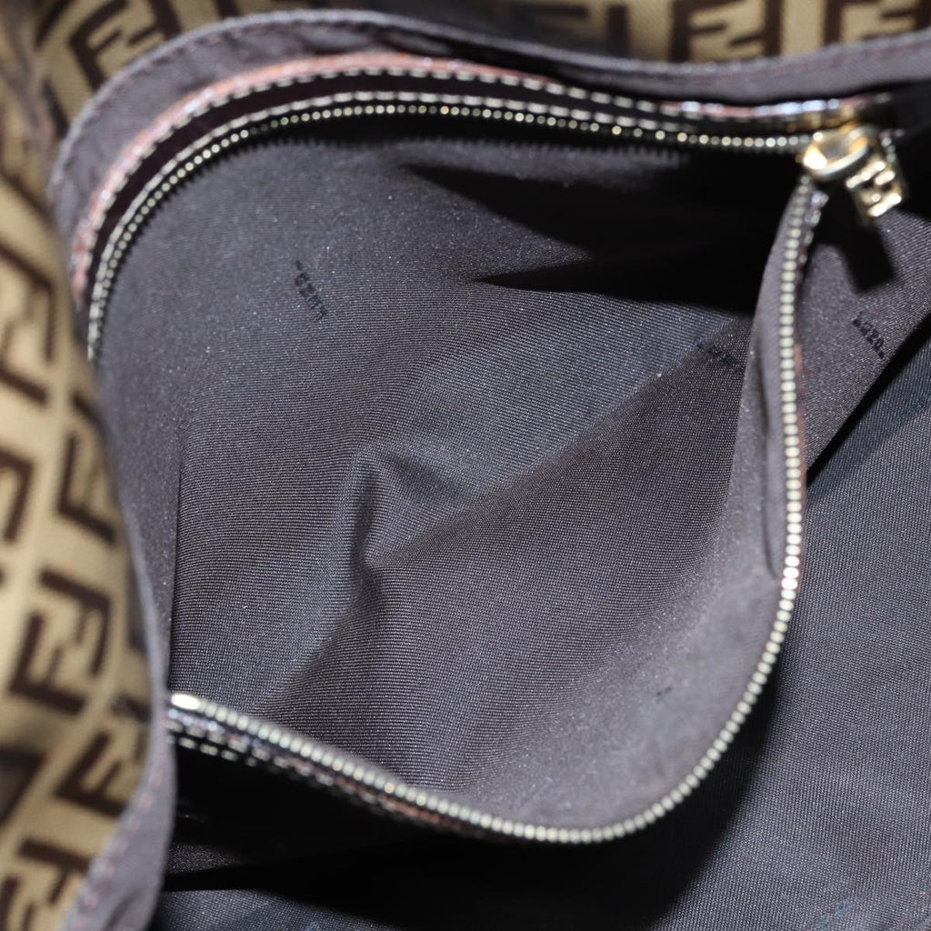 FENDI Zucchino Canvas Mamma Baguette Shoulder Bag Gold Beige86941