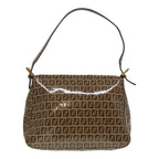 FENDI Zucchino Canvas Mamma Baguette Shoulder Bag Gold Beige86941