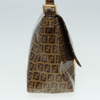 FENDI Zucchino Canvas Mamma Baguette Shoulder Bag Gold Beige86941