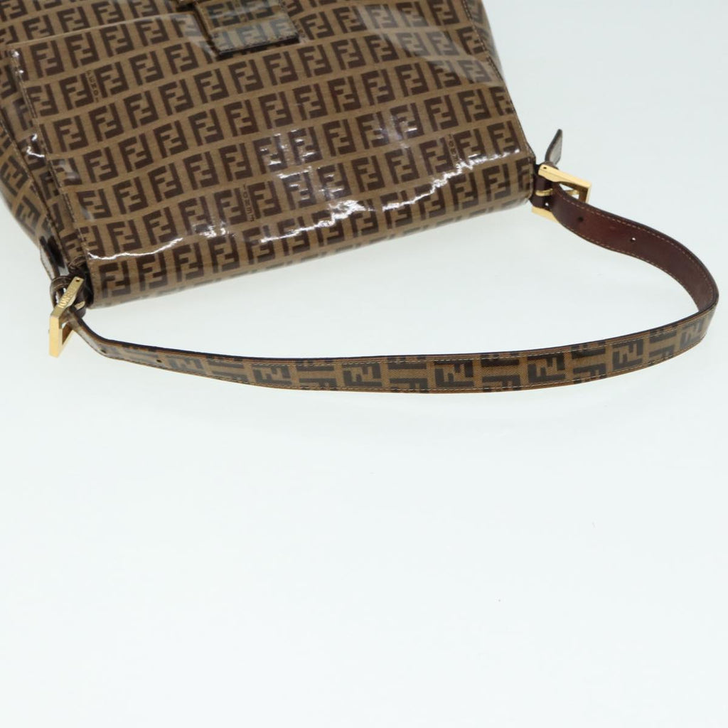 FENDI Zucchino Canvas Mamma Baguette Shoulder Bag Gold Beige86941