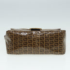 FENDI Zucchino Canvas Mamma Baguette Shoulder Bag Gold Beige86941