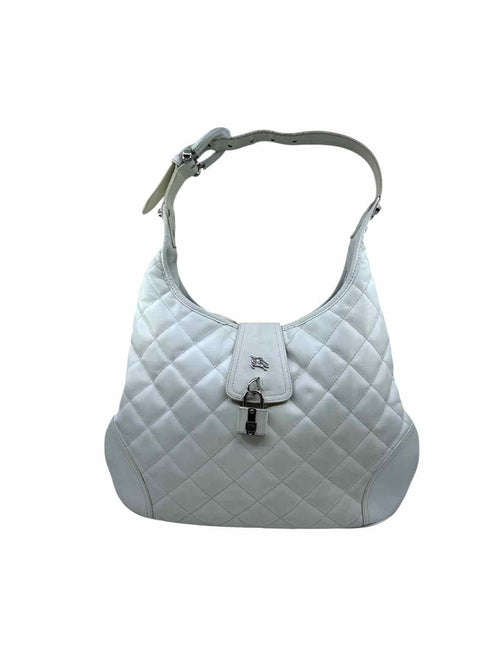 BURBERRY White Leather Quilted Handbag