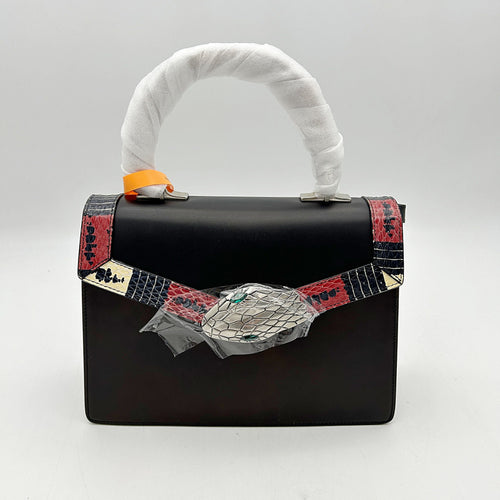 GUCCI Snakeskin Calfskin Lilith Shoulder Bag Black 2505142322