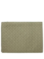 Bottega Veneta Intrecciato Half-Zip Clutch Bag Beige
