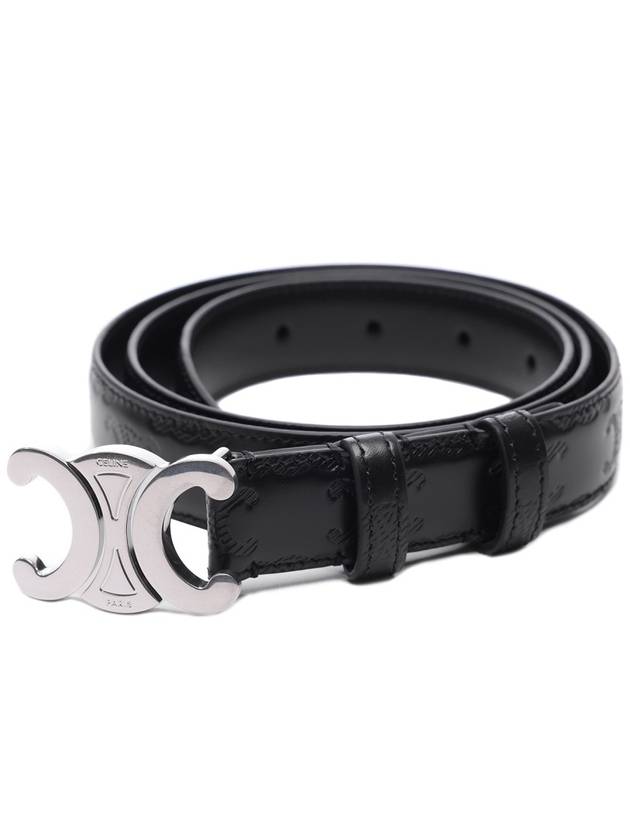 CELINE Triomphe Buckle Leather Belt Black