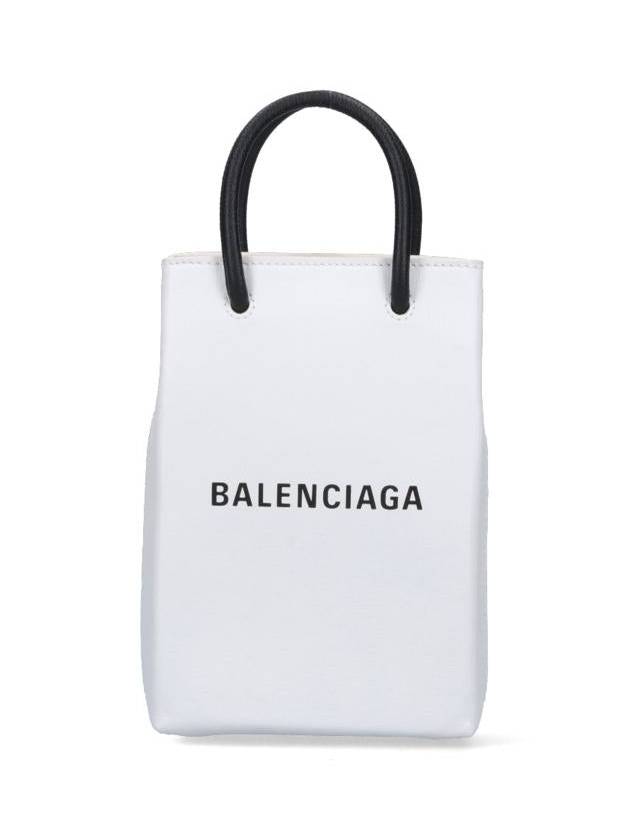 Balenciaga Logo Print Phone Holder Small Cross Bag White