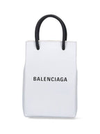 Balenciaga Logo Print Phone Holder Small Cross Bag White