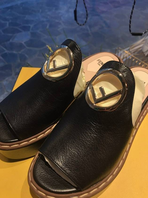 Fendi Logo Slippers Black