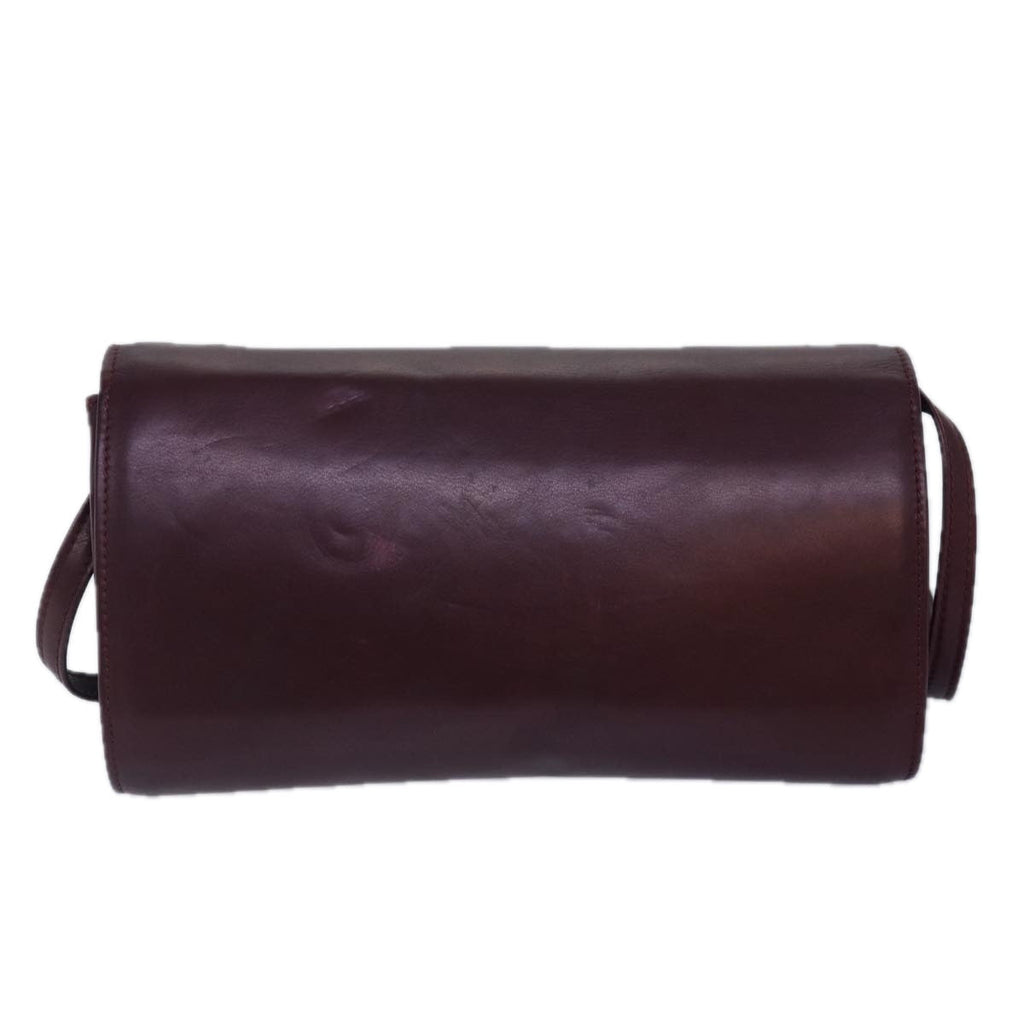 CELINE Chain Shoulder Bag Leather 2way Bordeaux Auth 87001